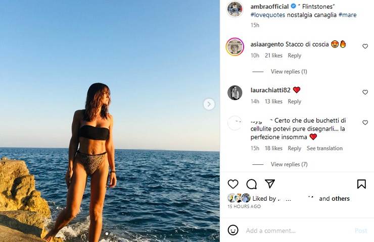 Ambra Angiolini, post Instagram