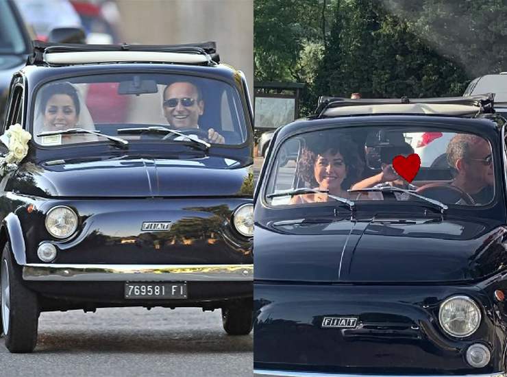 Francesca e Carlo a bordo dell'adorata auto, il giorno del matrimonio e oggi. (Foto: Instagram) - Metropolinotizie.it