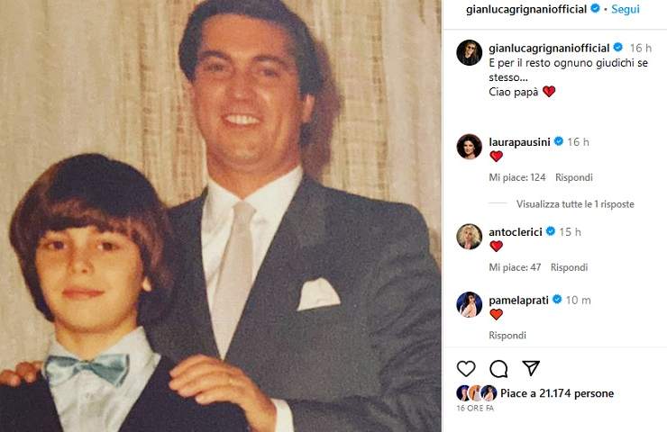 Gianluca Grignani e il padre in uno scatto di anni fa